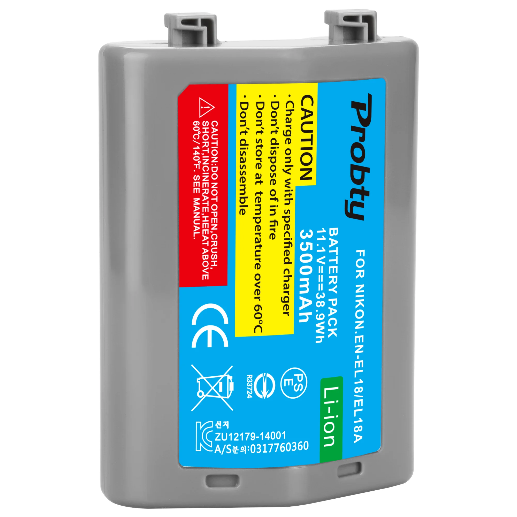 Batteria Per Fotocamera 3500Mah En-El18 En El18 Enel18 En El18 Per Fotocamere Nikon D4, D4S, D5 Batteria Nikon Mb-D12, D800, D800E Gri