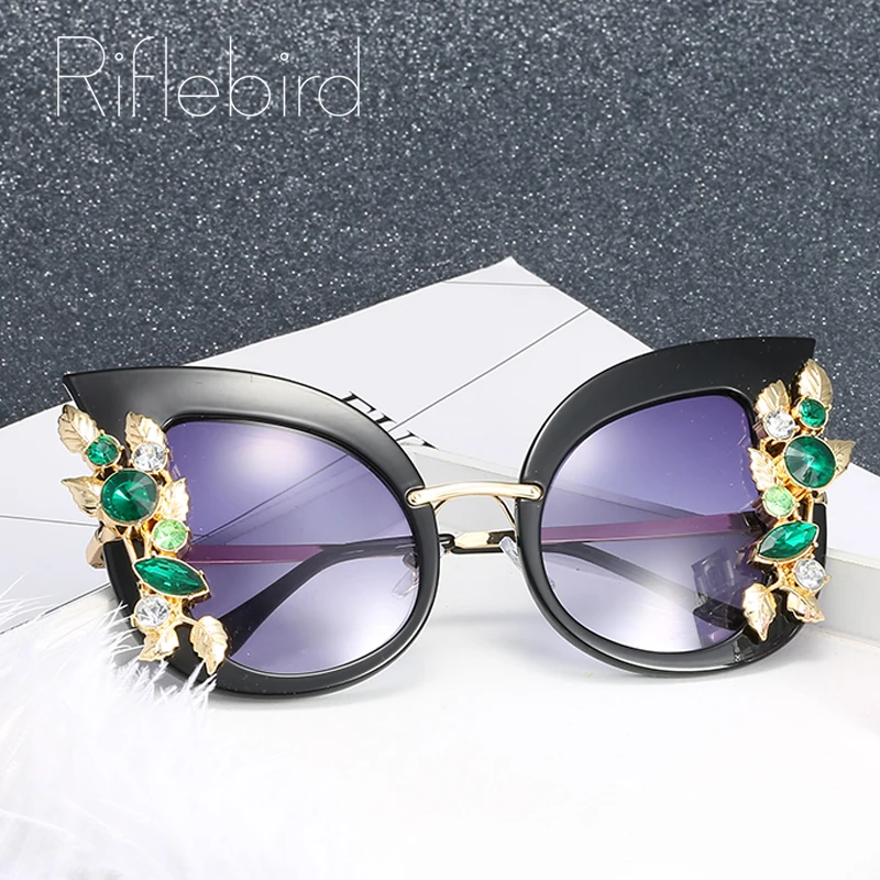 

Rhinestone Sunglass Luxury Cat Eye Sunglasses Women Fashion Womens Big Diamond Sun Glasses High Quality 2020 lentes de sol mujer