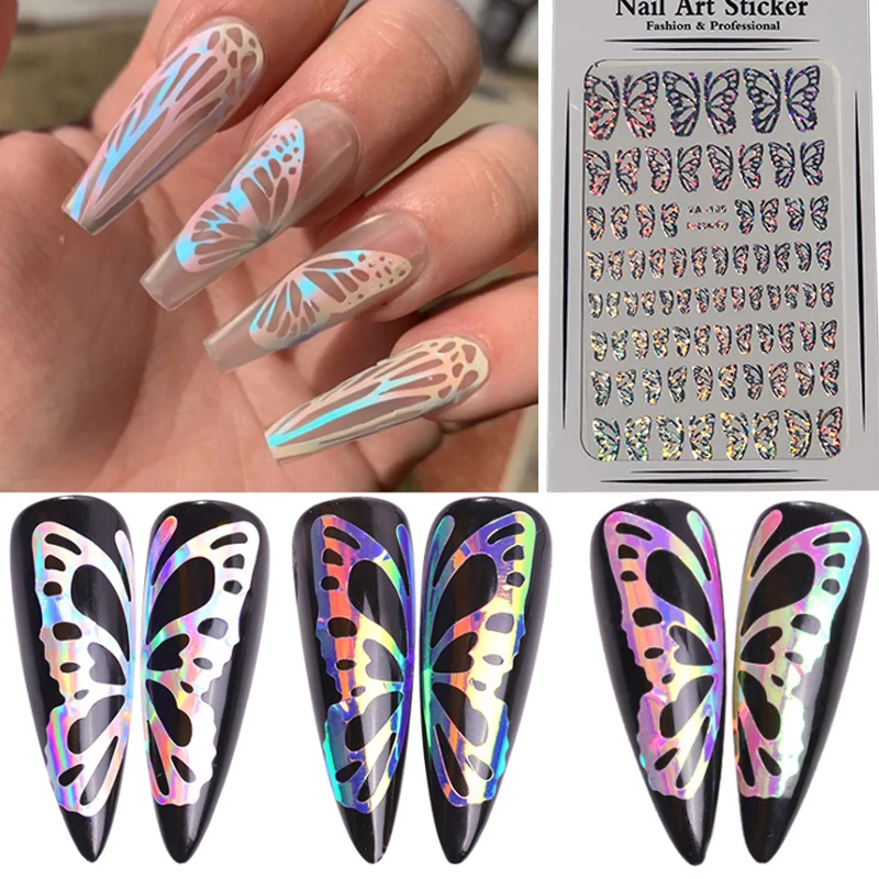 

3D large Butterfly Nail Art Stickers for nails manicure Sliders accessories Adhesive Transfer Foils Decals Wraps Decorations