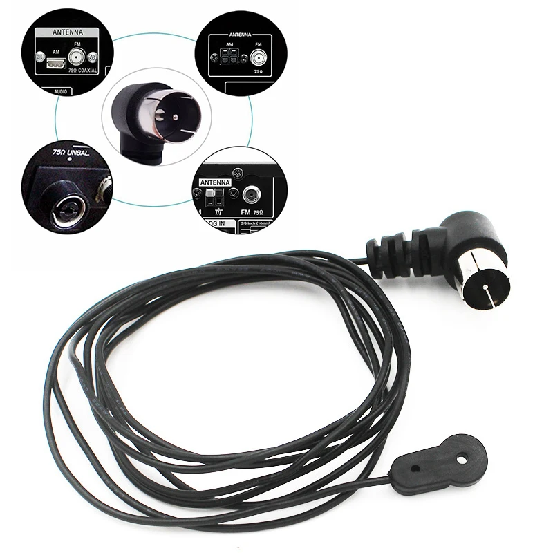 Improve Radio Stereo Receiver Signal FM100722 1.5m Male Head Antenna Black F-type push connector is easy to install