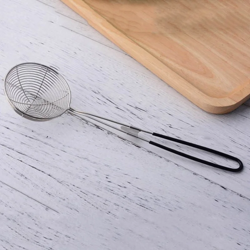 Kitchen Stainless Steel Mesh Hanging Oil Filter Net Strainer Scoop Spoon Frying Food Net Strainers