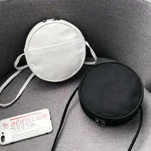 Женская Круглая Простая Холщовая Сумка через плечо для девушек, сумка-мессенджер через плечо, Студенческая сумка, черная, белая, желтая, модные дорожные сумки