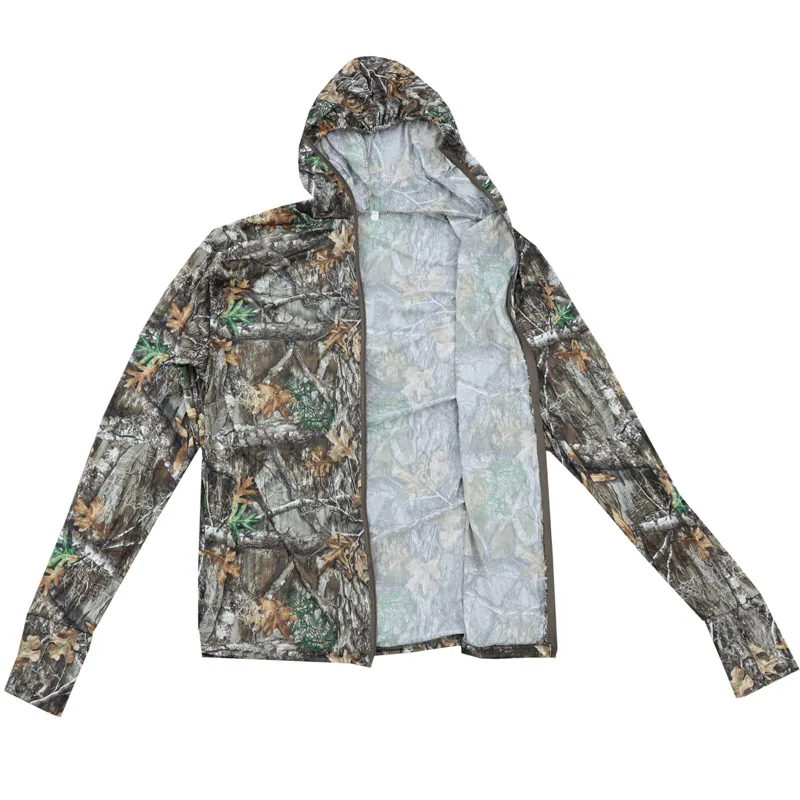 Summer Ultra-Thin Quick-Drying Camouflage T-Shirt Tops Male Anti-mosquito Hooded Long Sleeve T-Shirts for Hunting Fishing Hiking