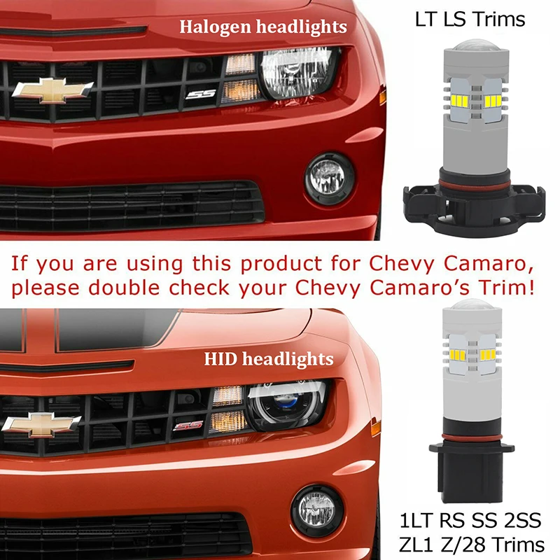 HID Белый без ошибок Canbus P13W 5202 PS X 24W светодиодный лампы для Chevrolet Chevy Camaro 2010-2013 Светодиодный Противотуманные фары или DRL фары дальнего света