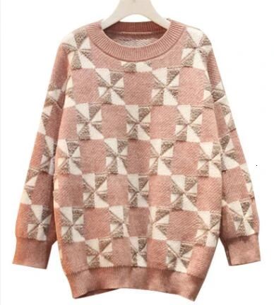 SWEATER Осень-зима, большой женский джемпер, юбка, комплект из 2 предметов, вязаный пуловер с принтом, свитер+ мини-юбка, комплект из двух предметов, наряд размера плюс - Цвет: SWEATER