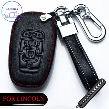 

For Lincoln MKZ MKC MKX Continental Navigator Nautilus Car Key Bag Genuine Leather Case Fob Cover Red Black Holder Protection