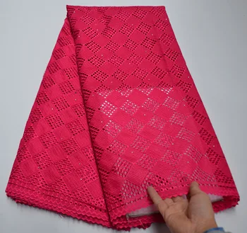 

Red African Swiss 100% Cotton Voile Lace In Switzerland With Stones For Man Women Garment Nigerian Tulle Lace Fabric UJ5-8