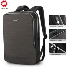 Tigernu деловой Рюкзак 15,6 дюймов для Ноутбука Мужской рюкзак водонепроницаемый с USB зарядкой для наушников Мужская сумка рюкзак