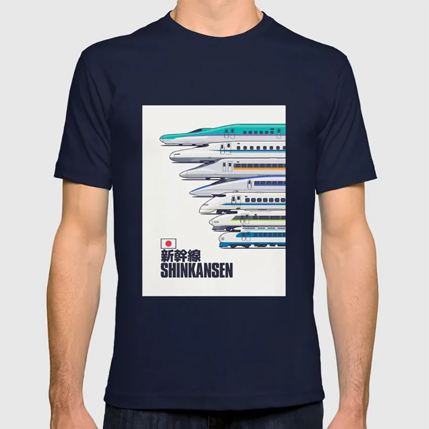 Shinkansen пуля поезд эволюция-белая футболка поезд железная дорога Япония shinkansen