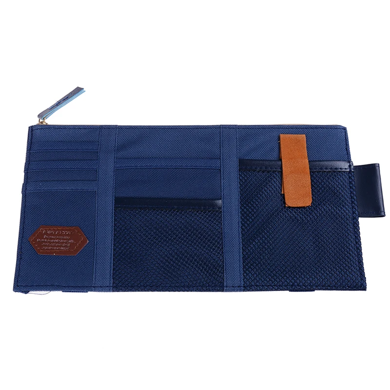 29*14cm Interior Accessories Auto Sunshade Cover Car Sun Visor CD Holder Phone Hanging Bag - Цвет: Navy