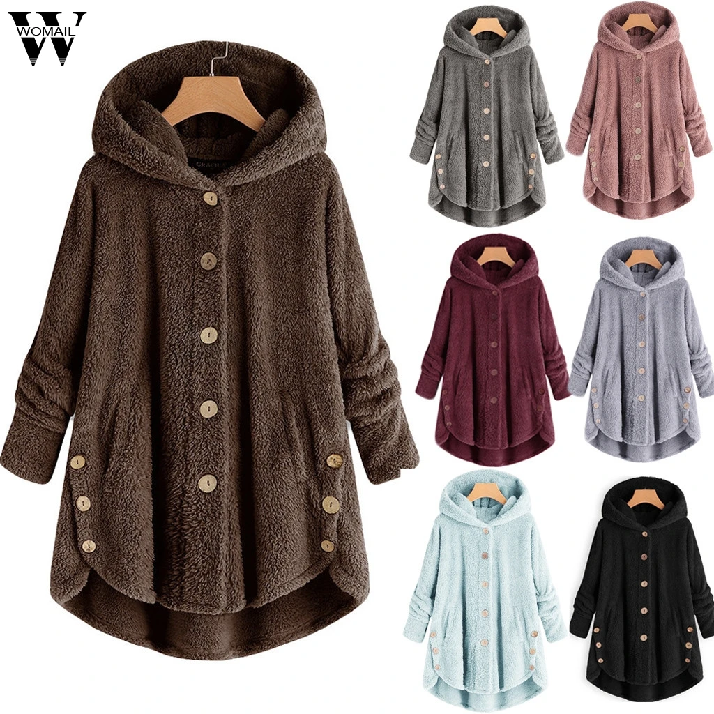 

Womail Jacket Coat Women 2019 Winter Warm Jacket Outwear Female Plush Coat Hooded Pullover Loose Oversize Coats Plus Size 910