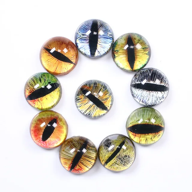 20 Pcs 8/10/12/14/16/18/20mm Doll Eyes Photo Round Glass Cabochon  Diy Flat Back Handmade Jewelry Findings 2