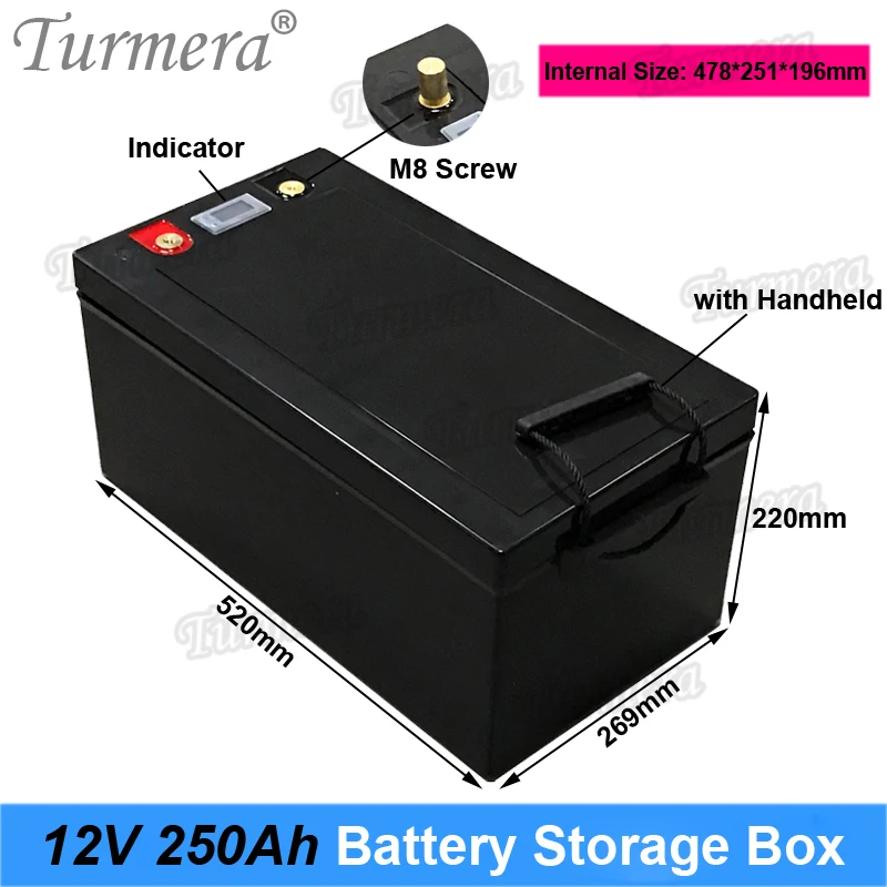 Turmera 12V 280Ah 310Ah 3.2V Lifepo4 배터리 보관함 케이스, 태양광 전원 시스템 또는 무정전 전원 공급 장치 표시기 포함