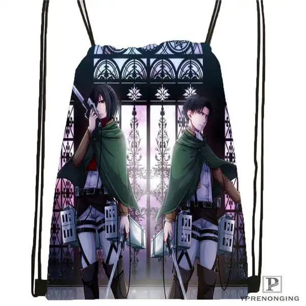 Drawstring Backpack На заказ attack_on_titan_bowser_Drawstring рюкзак сумка милый рюкзак для детей(черная спинка) 31x40 см#180611-03-129 - Цвет: Drawstring Backpack