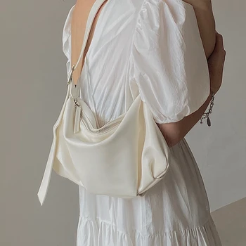 

Soft Leather Pleated Underarm Bag Women 2020 Korean New Simple Style Large Capacity Personalized Shoulder Bag A175