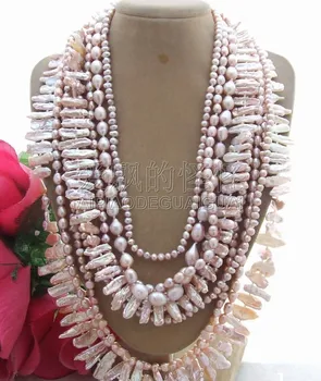 

N070801 18" 9Strands 24MM Biwa Pearl Necklace
