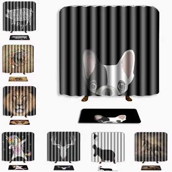 

Bathing Curtains 3D Pattern Water Resistant with Mats Animal Shower Curtain 1 Set Colorful Multi Choice Home Supplies
