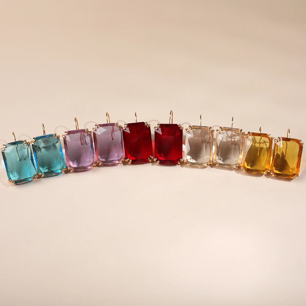 Transparent Resin Pendant Hanging Earring For Women Bohemia Trendy Geometric Square Acrylic Drop Dangle Earrings Wedding Jewelry