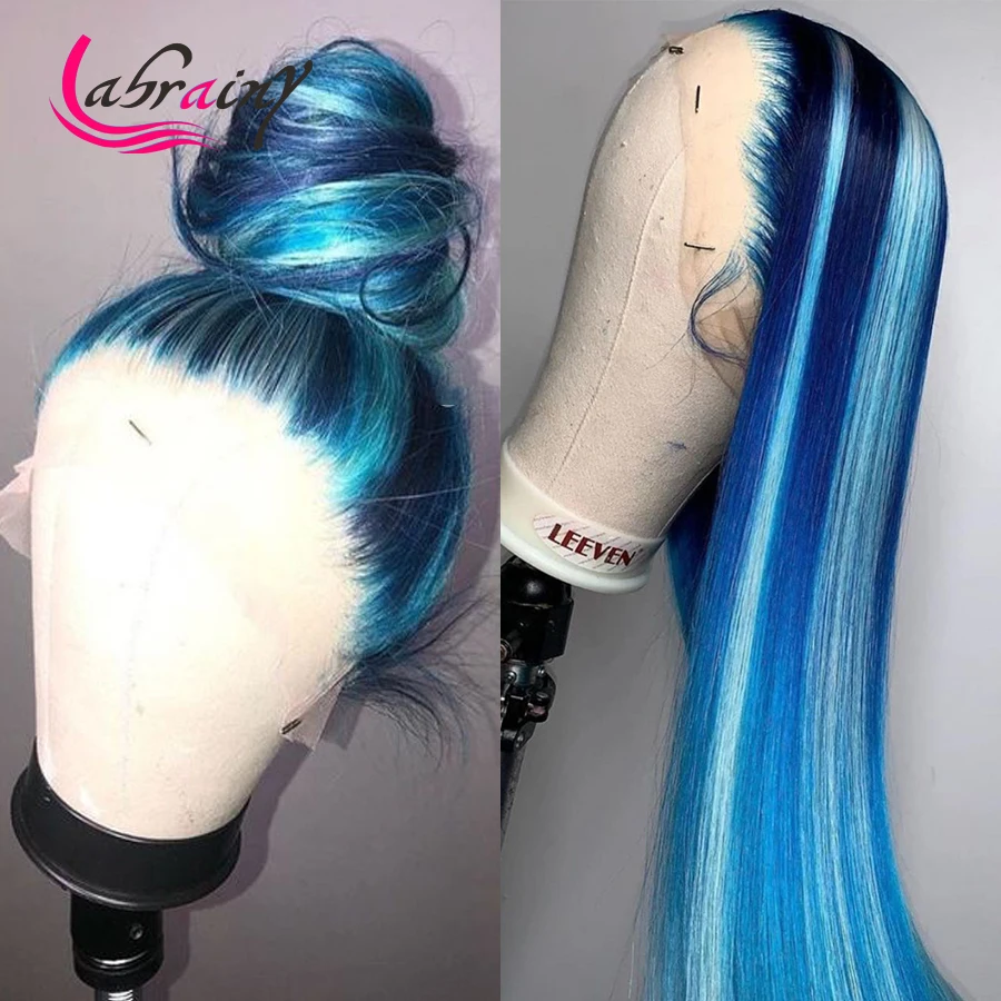 HOT SALES! 13x5 Straight Blue Highlight 613 Blonde Lace Frontal Wig 40 Inch Colored Woman HD Transparent Pre Plucked Full Human Hair 13x6