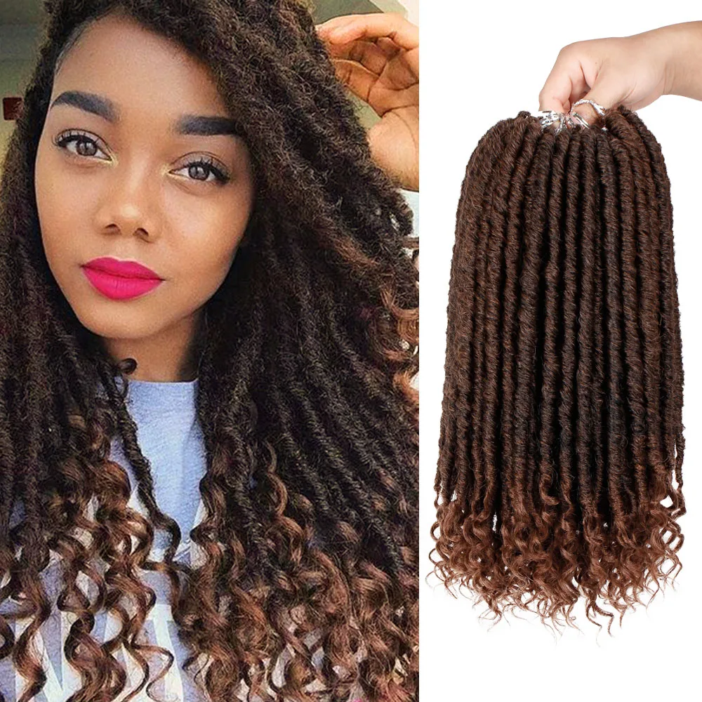 

Modern Queen 16"-20'' Goddess Faux Locs Crochet Hair Extensions Synthetic Crochet Braids Dread Locs Curly Hair Braiding Hair