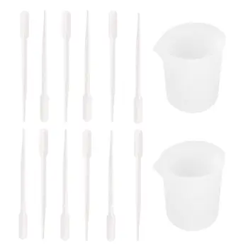 

14Pcs Silicone Mixing Cups Epoxy Resin Silicone Measuring Cups 100ml Plastic Droppers Pipettes Jewelry Making Tools