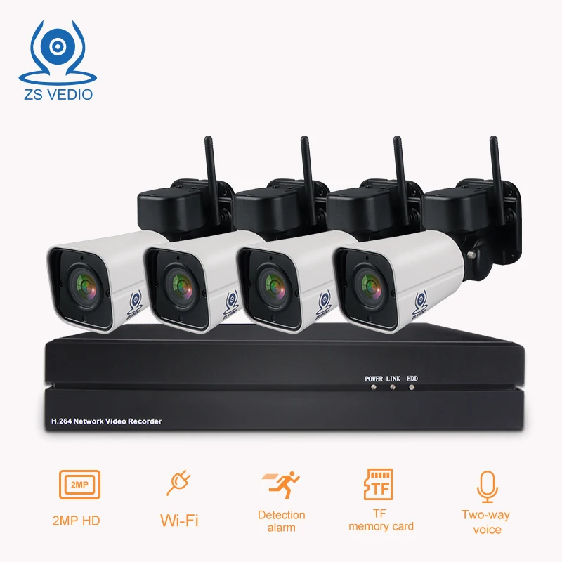 ZSVEDIO 4CH H.264 PTZ wifi 4X Zoom NVR комплект CCTV система IP камера для наружного видеонаблюдения