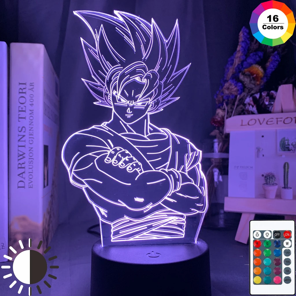 Dragon Ball лампы Гоку рисунок ребенка Украшения в спальню ночной Светильник классный подарок на день рождения для детей с рисунком из аниме гаджет светодиодный ночной Светильник 3d иллюзия