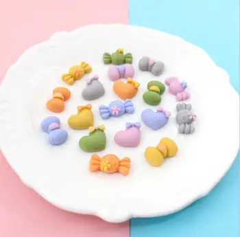 

Wholesale Kawaii Mini Bowknot Candy Heart Resin Flatback Cabochon DIY Scrapbooking For Hair Bow Center Crafts
