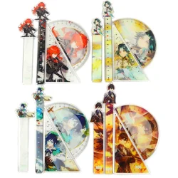 Genshin Impact Ruler Triangular Rulers Set Protractor Cute School Supplies Cartoon Anime Drafting Supplies Student Stationery
