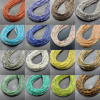

15.5" Natural Tube Stone Beads Lapis Lazuli 2*2*4 mm Polish Centered Drilled Strand Beads For DIY Making Jewelry Earings Pendant