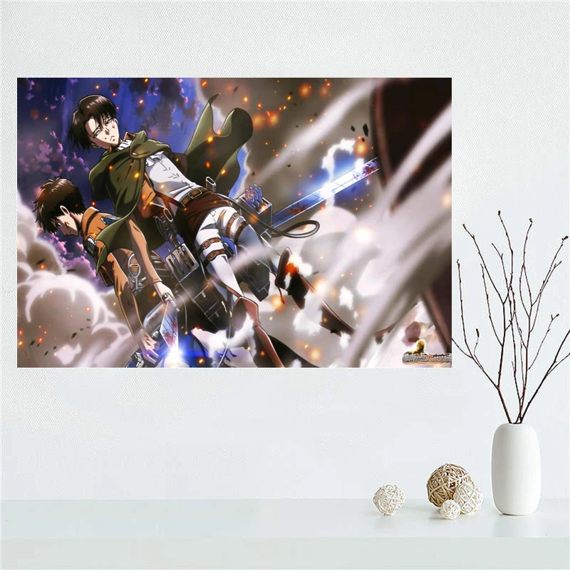 

Custom Attack on Titan Posters And Prints Wall Pictures For Bedroom Modern Art Poster Home Wall Decor Silk Fabric Cloth Unframed