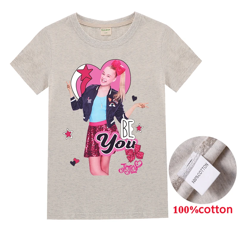 Одежда для девочек; детская футболка JoJo Siwa; детская хлопковая футболка с короткими рукавами; сезон лето-осень; футболки для малышей; Повседневная Рождественская футболка