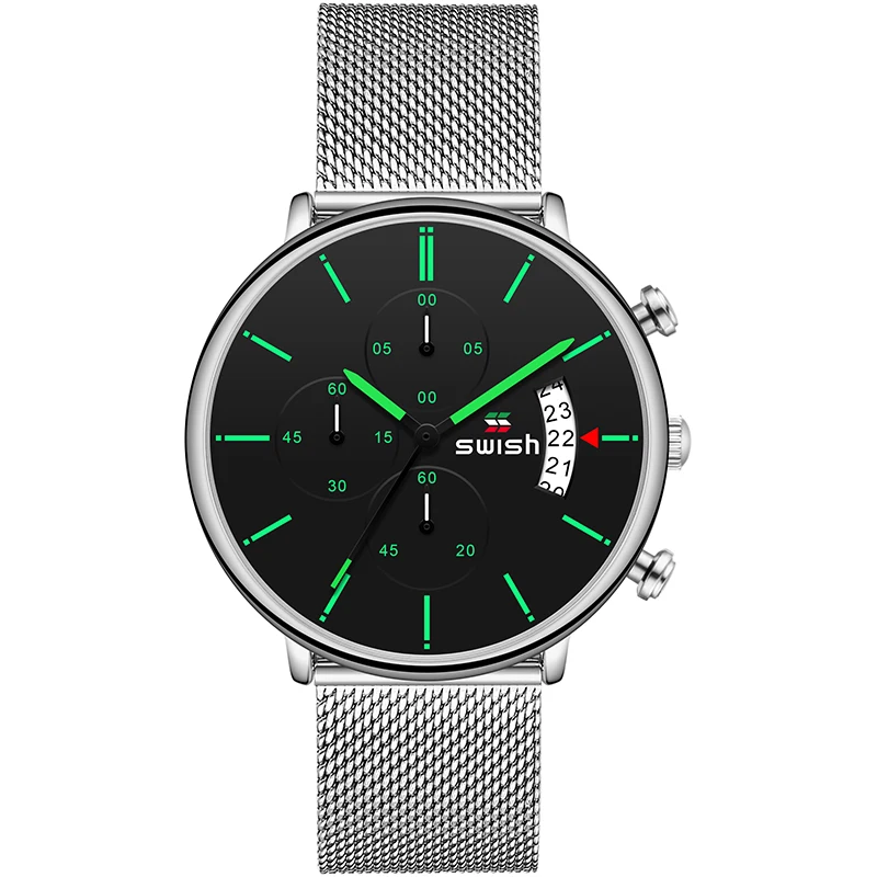 SWISH Wrist Watches Luxury Brand Men Stainless Steel Wristwatch Mens Men Watch Quartz Watch Man Sports Waterproof