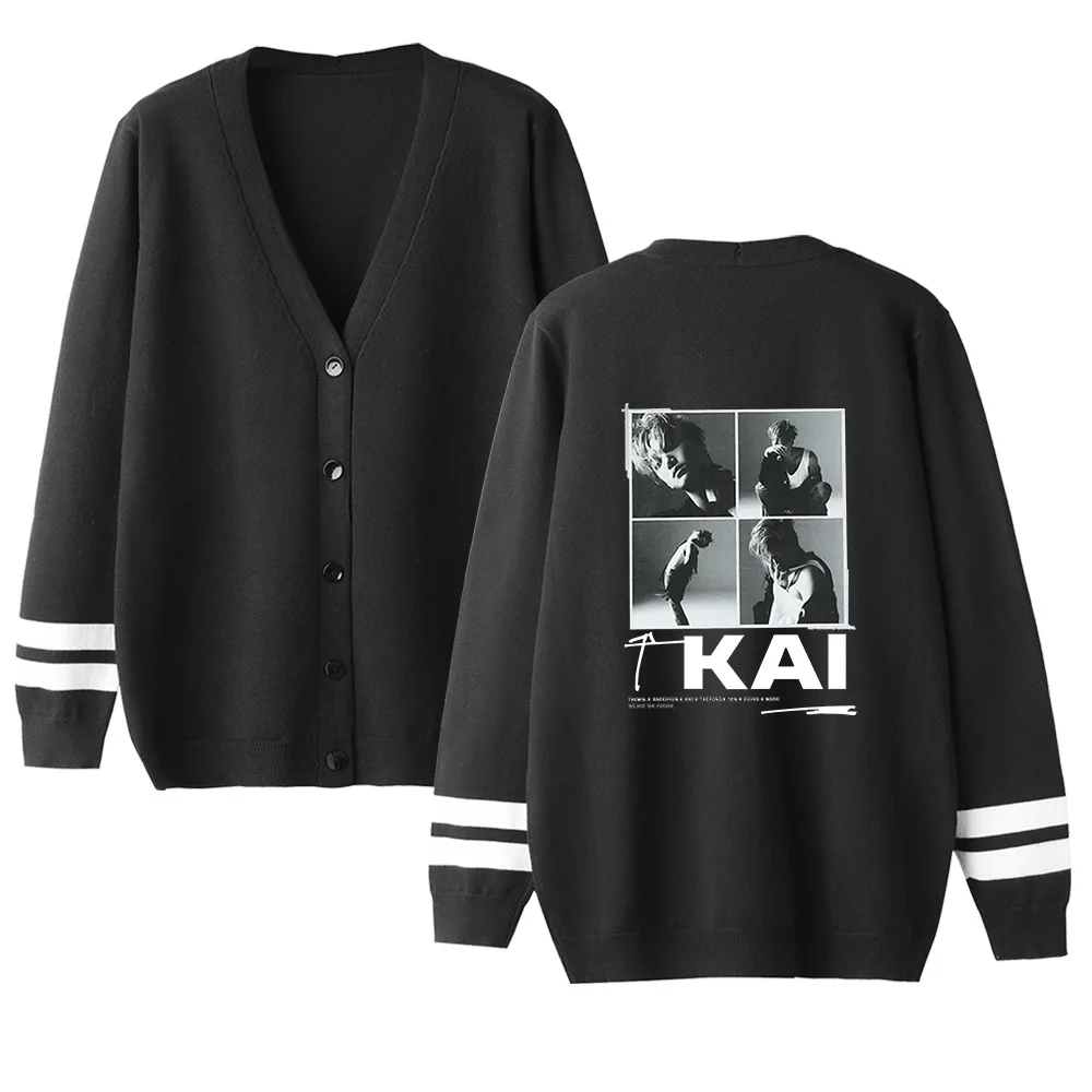 KPOP SuperM Album женский кардиган, свитер с v-образным вырезом, свободная вязаная одежда, однобортный Повседневный вязаный кардиган, верхняя одежда, зимняя куртка, пальто
