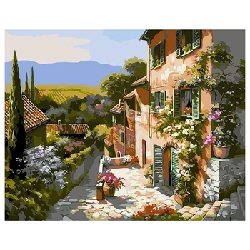 

Tuscany Street Landscape Paint By Number Kit Acrylic Oil Painting for Kids & Adults 16X20Inch