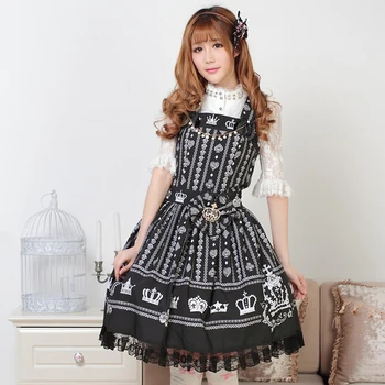 

Princess sweet lolita dress Black Crown Belt Lolita princess adorable lori dress high waist sweet girl dress women GZWY172