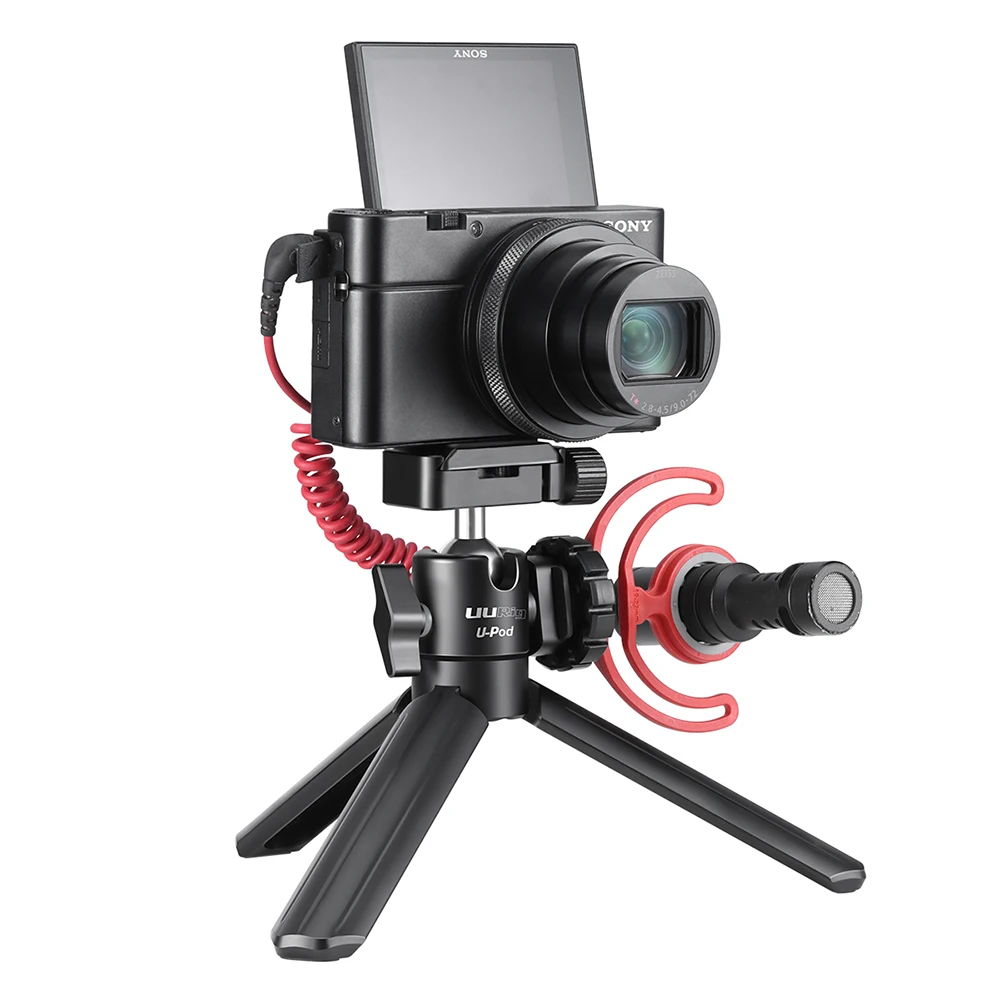 UURig камера Vlog штатив с акра БЫСТРОРАЗЪЕМНАЯ пластина шаровая Головка для sony Canon беззеркальная камера GoPro смартфонов с микрофоном