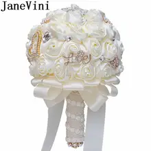 JaneVini цвета слоновой кости на свадьбу свадебный букет цветов с украшением в виде кристаллов вышитое бисером розовое Articielle украшение в виде слова Love Блестящий Жемчуг букеты невесты