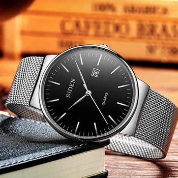 

Man Ultra Thin Wriswatch Luxury Brand Mens Fashion Quartz Watches Stainless Steel Waterproof Male Watch Clock Relogio Masculino