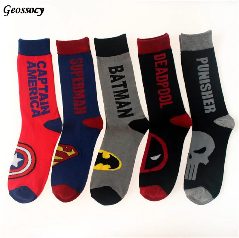 NEW Fashion Mens Cotton Superhero socks party cosplay costume Socks elastic skate knee USA captain Anime stockings