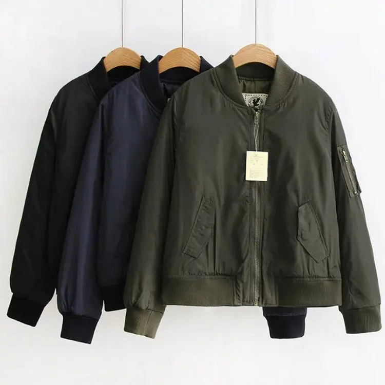 

2018 Autumn And Winter New Style Korean-style Solid Color Baseball Uniform Thick Warm Short Cotton-padded Clothes Blouses Three-