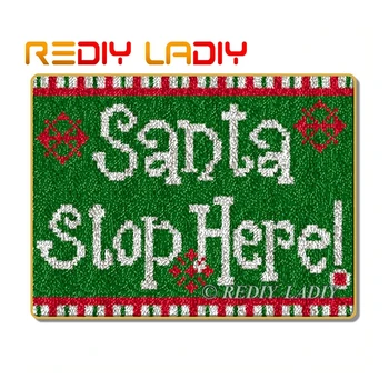

Latch Hook Rug Santa Stop Here Crocheting Carpet Rug 100% Acrylic Yarn Sofa Cushion Mat DIY Carpet Rug Home Decor Art & Crafts