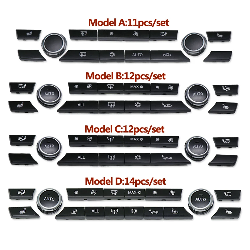 NLNKDTDPAK 11/12/14pcs Dashboard Airconditioner AC Knop Verwarming Schakelaar Cover Fit For Bmw 5 6 7 Serie X5 X6 F10 F18 F06 F12 F01 F02 F15 F16 11pcs Model A 2872289119