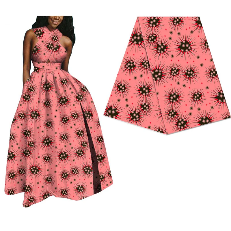 Розовый Африканский принт настоящая восковая ткань для женщин вечернее платье дизайн батик ткань Анкара настоящая голландская восковая Ткань 6 ярдов 342