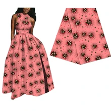 Розовый Африканский принт настоящая восковая ткань для женщин вечернее платье дизайн батик ткань Анкара настоящая голландская восковая Ткань 6 ярдов 342