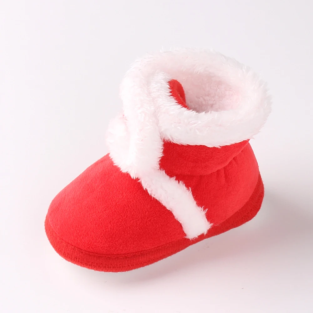 Baby Boots Newborn Baby Winter Booties Sole Pram Shoes Solid Color Plush Warm Boot Crib Prewalker Infant Baby Shoes 0-18M