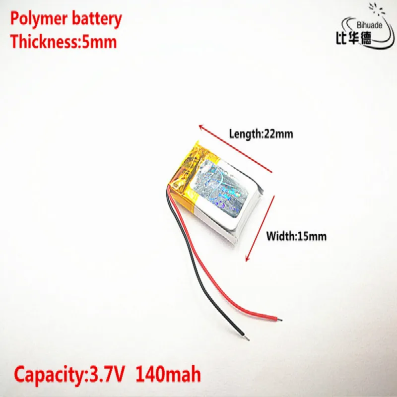 Хорошего качества 3,7 в, 140 мАч, 501522 полимерный литий-ионный/литий-ионный аккумулятор для игрушек, банка питания, gps, mp3, mp4