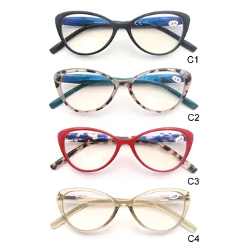 

Cat Eye Reading Glasses Anti Blue Light Blocking Progressive Multifocus for Women,No Line Multifocal Readers with Spring Hinge