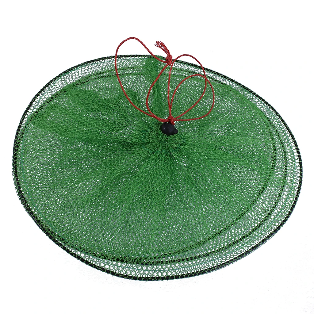 Handheld Foldable 2 Layer Fishing Net Green Soft Nylon Crab Crayfish Fishing Keep Net