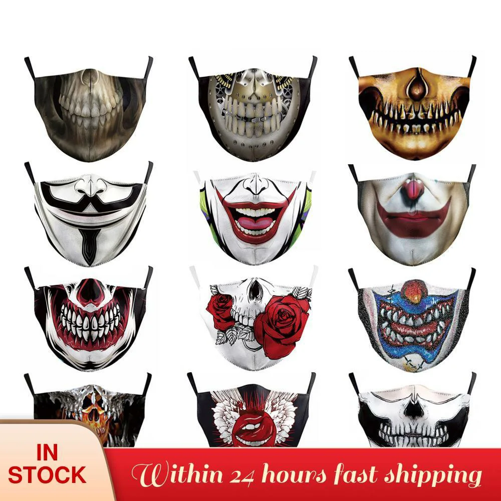 Grimace Ghost Skeleton Pattem Print Face Mask Reusable Anti dust PM2.5 filter Washable Mouth Protective Flu Bacterial | Аксессуары для